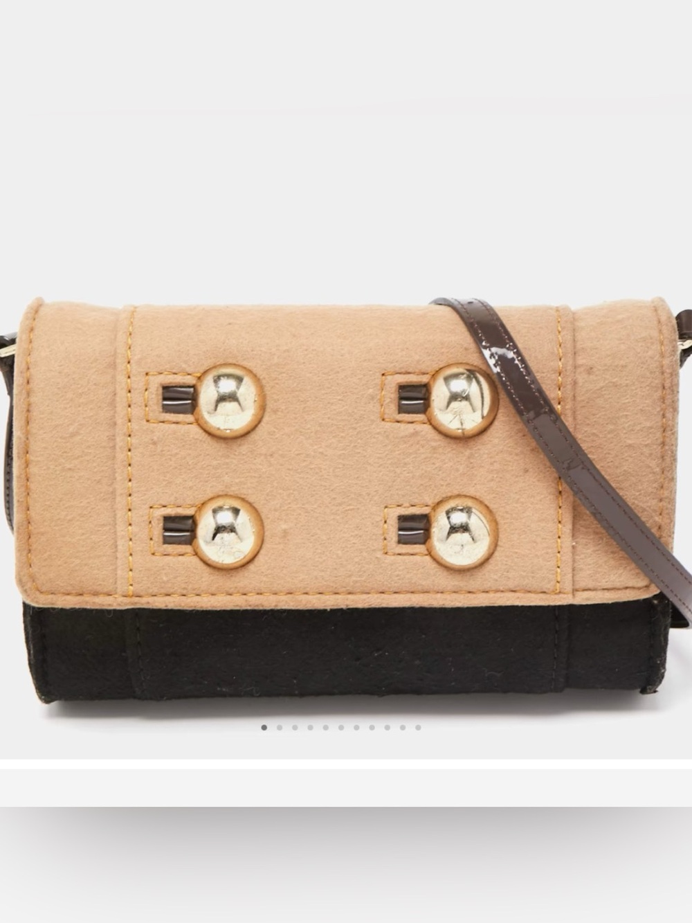 Kate Spade Black/Beige Wool and Patent Leather Beantown
Lene Crossbody Bag